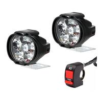 Moto Fanale Fari Moto 6 LED 12 V Anteriore Lavoro Super Luminosa Bianca 1500 Lm Faretti LED Per Scooter Fendinebbia(2Piece and switch)