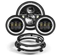 Moto Faro Anteriore Per Touring Per Electra Per Glide Per Strada Per Faro LED Da 7 Pollici Fendinebbia 4,5 Staffa 7" Parti Montaggio Anello(A Set Black3)