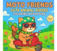 Moto Friends: Coloring Book for All Ages Featuring Cute Animal Riders on Motorcycles for Stress Relief and Relaxation
