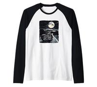 Moto Impressionante con Strada per Gli Amanti della Luna Maglia con Maniche Raglan