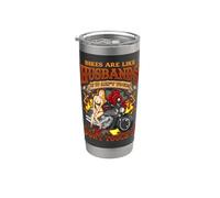 Moto Moglie Divertente Vecchia Signora Non Toccare Marito Biker Bicchiere termico in acciaio inox doppia parete