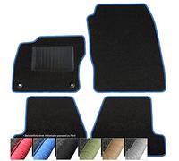 moto-MOLTICO Tappetini per auto, in velluto, adatti per Ford Ranger (2015-2022), set da 4 pezzi, tappetini per auto neri con cuciture decorative blu