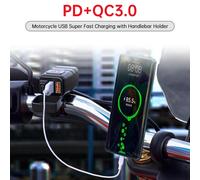 Moto Ricarica rapida USB Manubrio Supporto PD+QC3.0 Tpye-C Cellulare S0
