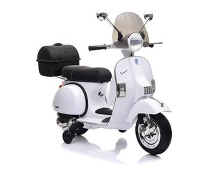 Moto Scooter Elettrico per Bambini Piaggio VESPA PX150 FULL con Parabrezza e Bauletto 12V-Bianco