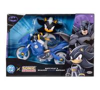 DC x Sonic Shadow nei panni di Batman con Batcycle, licenza ufficiale Jakks Pacific, action figure Shadow da 12,7 cm, veicolo interattivo con ruote mobili e cavalletto funzionante