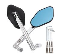 Moto Specchietto Retrovisore In Alluminio CNC Specchietti Retrovisori Blu Specchietto Laterale Antiriflesso Per Ducati MTS1000S MTS620 MTS620 Dark Paul Smart 1000LE(Argento)