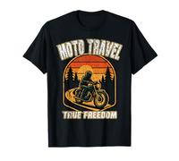 Moto Travel True Freedom Moto Vintage Vibes motobiker Maglietta