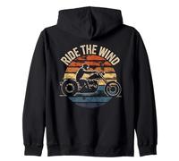 Moto Vintage Cavalca Il Vento Retro Biker Tramonto Felpa con Cappuccio
