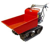 Ama Motocarriola Cingolata Dumper TAG300TD con Motore Loncin 6,5 Hp 196 cc, Portata 300 Kg, Ribaltamento Meccanico con Pistone Idraulico, 3 Marce Avanti e 1 Retro, Sistema Autofrenante, Tensionatore