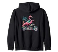 Motocicletta Flamingo Palma Avventura Tropicale Felpa con Cappuccio