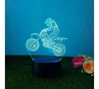 Motocicletta Motocross 3D Illusion Night Light Toys, Lampada da comodino a LED per la casa, Touch e telecomando 16 colori, Regalo di compleanno