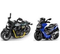 Motociclette Giocattolo,Set di Auto Giocattolo per Bambini,Moto Realistiche,Moto Verde Arcobaleno,Modellini Giocattolo a Retrocarica,Regali di Compleanno per Bambini e Bambine(Verde e Blu)