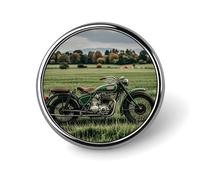 Motociclette su erba verde spilla rotonda spilla leggera risvolto cravatta pin regali unici spilla in metallo distintivo per cappello camicia abbigliamento borse decorazione