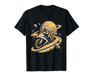 Motociclismo Celeste Lungo Gli Anelli di Saturno Maglietta