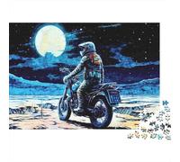 Motociclista chiaro luna Puzzle 1000 Pezzi In cartone Spesso, Un Tangram Per Enigma Per Lo Stress Relief, Ideale Per Quadro Fai Da Te, Regalo Di Compleanno Perfetto 70x50cm/1000pcs