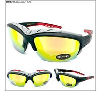 Motociclista Equitazione Imbottito Sicurezza Protettivo Sole Occhiali Oro Lenti