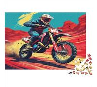 Motociclista Fuoristrada Puzzle 1000 Pezzi Carta per Adulti Scenario Deserto Rosso Gioco di Puzzle 1000 Pezzi Relax Decorazione Regalo 38x26cm/1000pcs