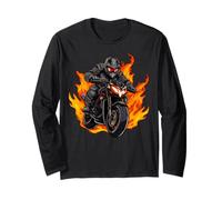 Motociclista in Fiamme di Fuoco Maglia a Manica