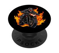 Motociclista in fiamme di fuoco PopSockets PopGrip Adesivo