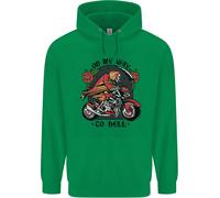 Motociclista On My Vie To Hell Moto Teschio Uomo Felpa