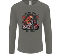 Motociclista On My Vie To Hell Moto Teschio Uomo Maniche