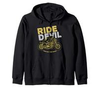 Motociclista Ride Devil Move Fast Think Faster Biker Felpa con Cappuccio