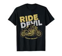 Motociclista Ride Devil Move Fast Think Faster Biker Maglietta