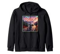 Motociclista Road Trip in Alaska Felpa con Cappuccio