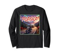 Motociclista Road Trip in Alaska Maglia a Manica
