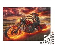 Motociclista su Strada Selvaggia Puzzle 1000 Pezzi Carta per Adulti Scenario Tempesta di Fuoco Gioco di Puzzle 1000 Pezzi Decorazione Relax Famiglia Regalo 70x50cm/1000pcs