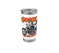 Motociclista tatuato con Goose on the Loose Bicchiere termico in acciaio inox doppia parete