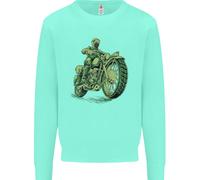 Motociclista Verde Cafe Racer Motocicletta Bambini Felpa Maglione