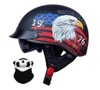 Motociclo Mezzo Casco per Adulto Uomini Donne, Tappo Incrociatore Chopper Scooter Celmetto a Reazione, Estate Retrò Faccia Aperta Harley Caschi Motociclisti, DOT/ECE Certificato(D3,L/59-60cm)