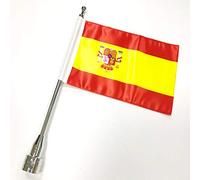 Motociclo portapacchi posteriore asta di montaggio laterale per Harley Davidson (Cromo Asta portabandiera + Spain Bandiera)