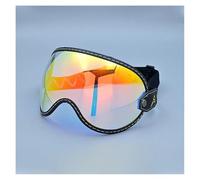 Motociclo Visiera universale for casco aperto 3/4, lente a bolla, parabrezza for moto, lente capacete, antivento, occhiali da moto vintage (nero, piccolo)(Revo Red,Big)
