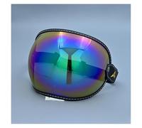 Motociclo Visiera universale for casco aperto 3/4, lente a bolla, parabrezza for moto, lente capacete, antivento, occhiali da moto vintage (nero, piccolo)(Rainbow,S)
