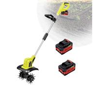 Motocoltivatore Elettrico,Motocoltivatore Rotante Per Terreno Da Giardino,Con 4 Lame In Acciaio,Dotato Di Batteria Al Litio Per Scavare,Diserbare E Smuovere Il Terreno,2batteries