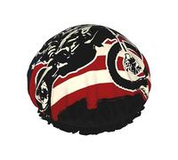 Motocross Dirt Bike American Flag Cuffie da a per donne Doppia cuffia impermeabile per capelli Divertente cuffia da bagno riutilizzabile