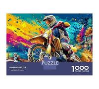 Motocross Puzzle 1000 Pezzi Cartone Spesso Biker Ride Per Adolescenti 12-18, Puzzle Allenamento Mentale, Divertimento Vacanza, Regalo Anniversario Per Adolescenti 38x26cm/1000pcs