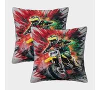 Motocross Rider Action Federe Cuscini Per Divano Decorative Art Fodere Per Cuscini Set 2 Pezzi Moderna Per Divani Giardino 50x50cm