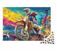Motocross Rider Gioco di Puzzle 1000 Pezzi Rainbow Biker Colorato e Dettagliato Ottimo per Feste o Riempimento per Età 10+ Gioco di Puzzle per Tutta la 70x50cm/1000pz