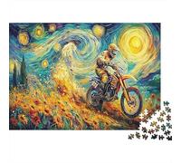 Motocross Starry Night 1000 Pezzi Biker della Notte Stellata Puzzle Materiale Cartone Riciclato per Adulti Relax Sollievo Stress Decorazione Pareti Regali per Donare e Creatività