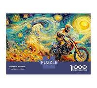 Motocross Starry Night 1000 Pezzi Puzzle per Adulti Biker in Forest Landscape 1000 Pc Puzzle per Adulti - Divertente Attività per Giornate di Pioggia, Compleanno Jumbo100% Cartone Riciclato52x38cm/