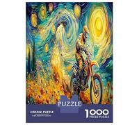Motocross Starry Night Puzzle Divertente Gioco Per Famiglie 1000 Pezzi Motorcycle Grand Prix Puzzle Decorazione Per La Casa Per Adulti E Bambini Da 14 Anni E Più 38x26cm/1000pcs