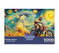 Motocross Starry NightBreathtaking Jigsaw Puzzles for Adults A 1000-Piece (Advanced) Assortment of Impossible, Hard, And Difficult Challenging Puzzle Educational Games for Women And Men - A Thrilling