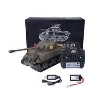Motörform 1:16 Scala US M4A3 Sherman RC Serbatoio medio, modello militare realistico con cambio in acciaio, canna di rinculo, fumo, luci, suono, tiro e funzione di battaglia a infrarossi (versione