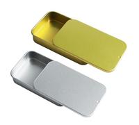 MOTOFITOOL 2 scatole di latta in metallo con coperchio, 8 x 4 x 1,5 cm, mini contenitori con cerniera per caramelle, gioielli, artigianato, pillole (oro e argento)