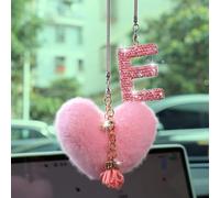 MOTOFITOOL Accessorio per auto da donna, ciondolo a forma di lettera rosa, specchio retrovisore color arcobaleno, grazioso ciondolo in cristallo, decorazione per auto, regalo fortunato, con strass e