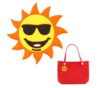 MOTOFITOOL Ciondoli per borse Bogg Accessori Charms, ciondoli a forma di sole per borsa da spiaggia in gomma, decorazione per borsa da spiaggia, inserto parole decorative per borsa da spiaggia, Small