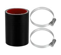 Motoforti 1 Set 48mm 1.89" ID 76mm 2.99" Length 0 Degree Black Red Car Silicone Hose with Clamps Coolant Hose Universal